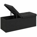 Robuste SONGMICS Sitzbank mit Stauraum – Faltbare Ottomane, 300 kg Tragkraft, Schwarz