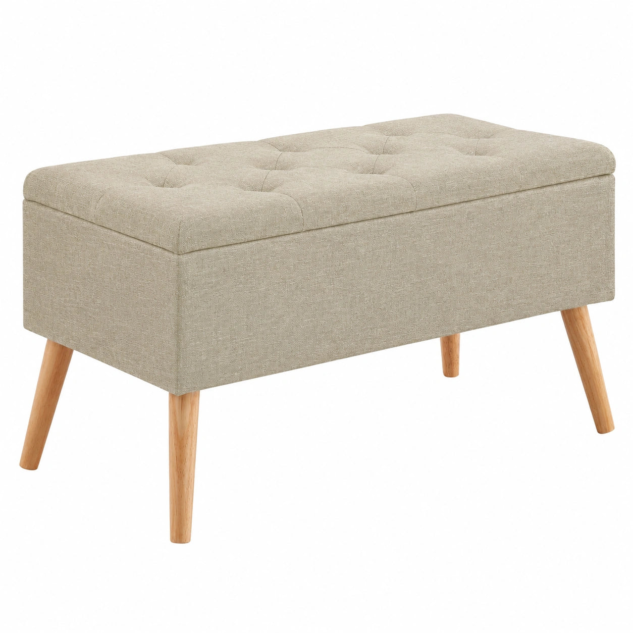 Zedelmaier Fußbank mit Stauraum, Leinen-Polster, moderne Sitztruhe in Beige