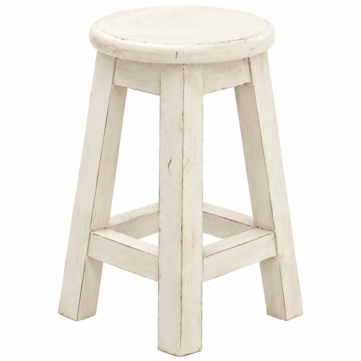 Divero Holzhocker im Landhausstil, Weiß, Modell Tarifa