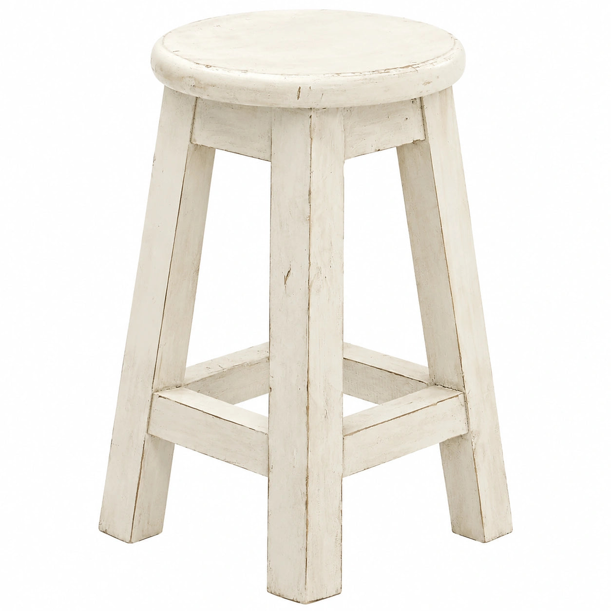 Divero Holzhocker im Landhausstil, Weiß, Modell Tarifa