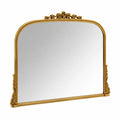 BEAUTYPEAK Ovaler Wandspiegel 90x67 cm, Antik-Goldrahmen, Bruchsicherer Dekospiegel für Wohnzimmer, Bad und Flur