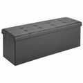 Faltbare Sitzbank mit Stauraum aus Kunstleder - 115x40x40cm, Schwarz
