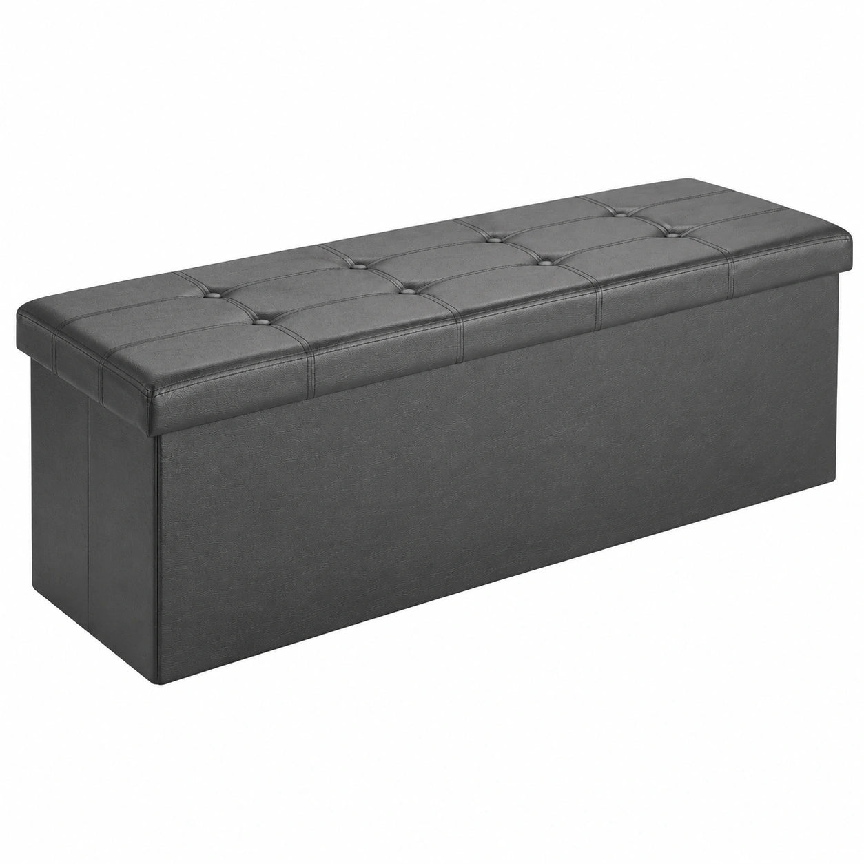 Faltbare Sitzbank mit Stauraum aus Kunstleder - 115x40x40cm, Schwarz