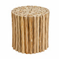 Runder Massivholz-Sitzhocker in Braun, Antik-Look, 30x30x30 cm