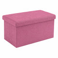 INTIRILIFE Sitzbank mit Stauraum, 49x30x30cm, Kirschblüten Pink - Faltbarer Hocker in Leinenoptik