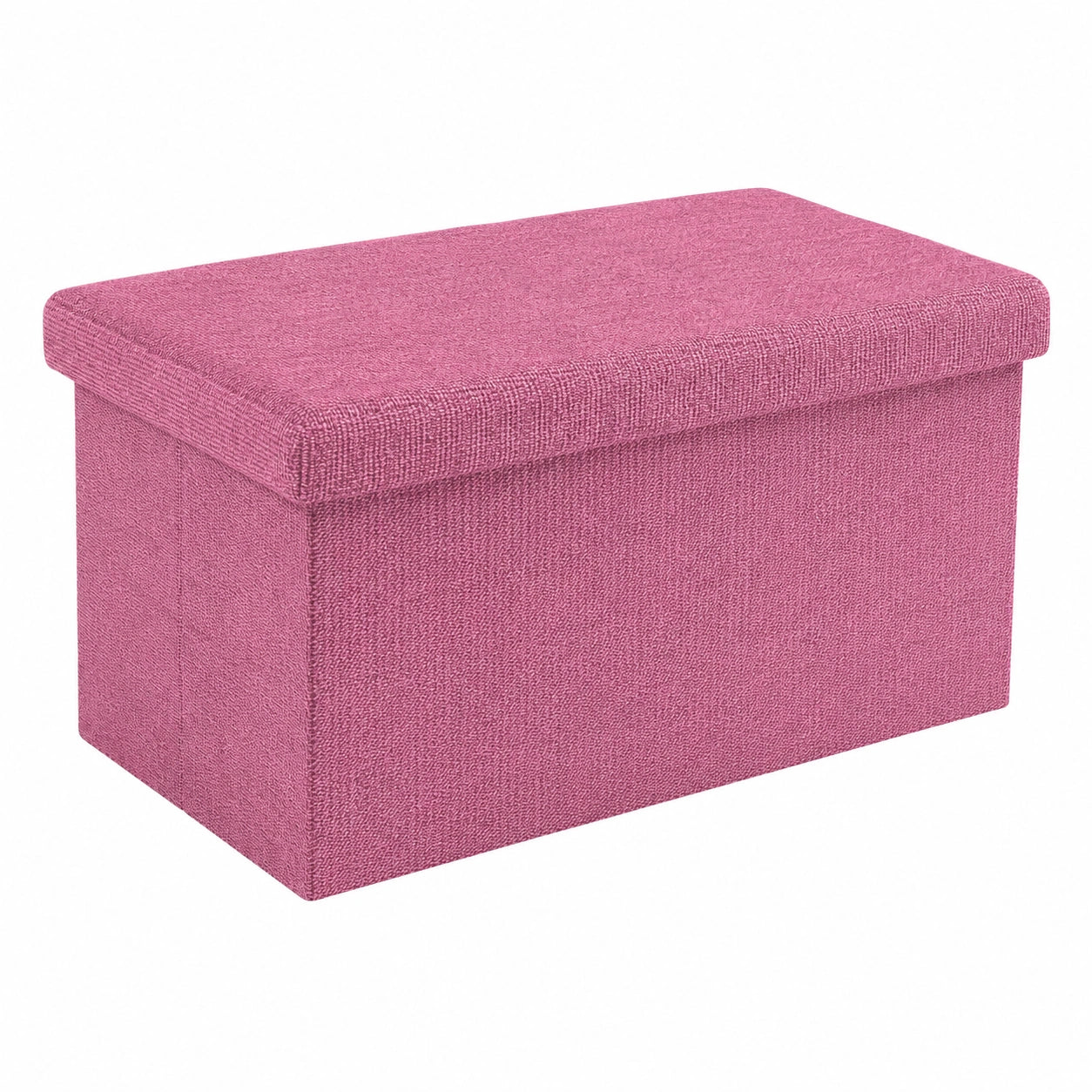 INTIRILIFE Sitzbank mit Stauraum, 49x30x30cm, Kirschblüten Pink - Faltbarer Hocker in Leinenoptik
