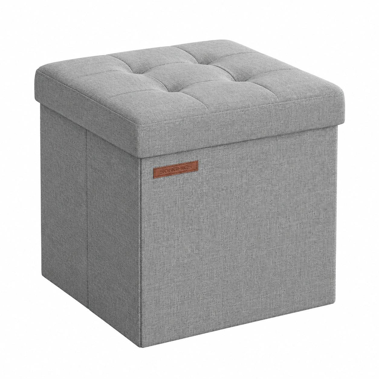 Kompakter SONGMICS Falthocker mit Stauraum, 30x30 cm, hellgrau, belastbar bis 130 kg