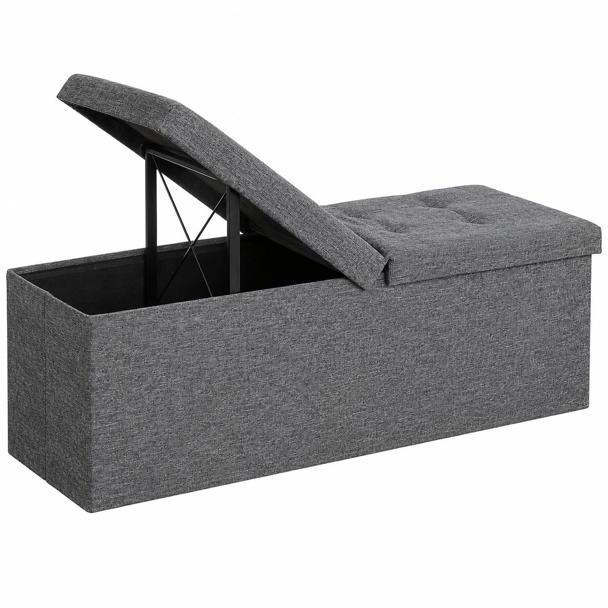 Klappbare Sitzbank mit Stauraum, 300 kg belastbar, 110 cm, schiefergrau