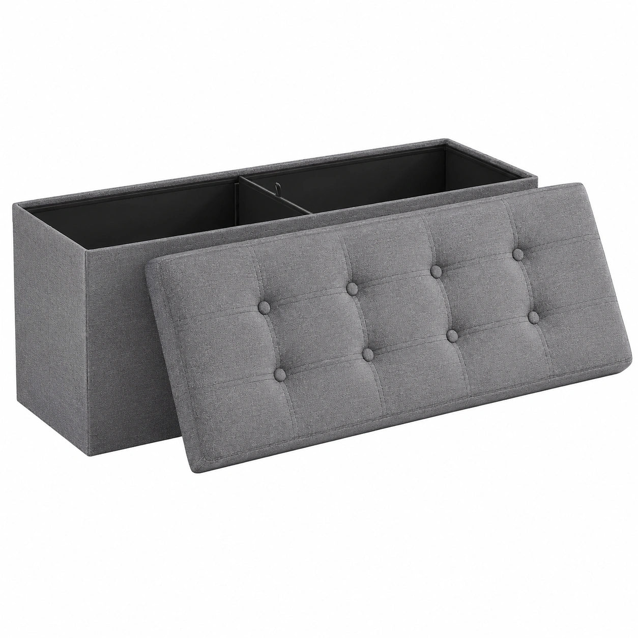 SONGMICS Sitztruhe, Aufbewahrungsbank, Dunkelgrau, 110 x 38 x 38 cm