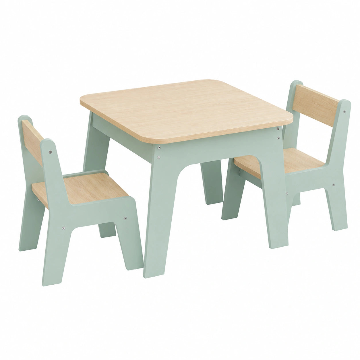 MAMIZO Kindertischset mit Stühlen und Stauraum – Kindermöbel für Kreativität im Kinderzimmer, Grün
