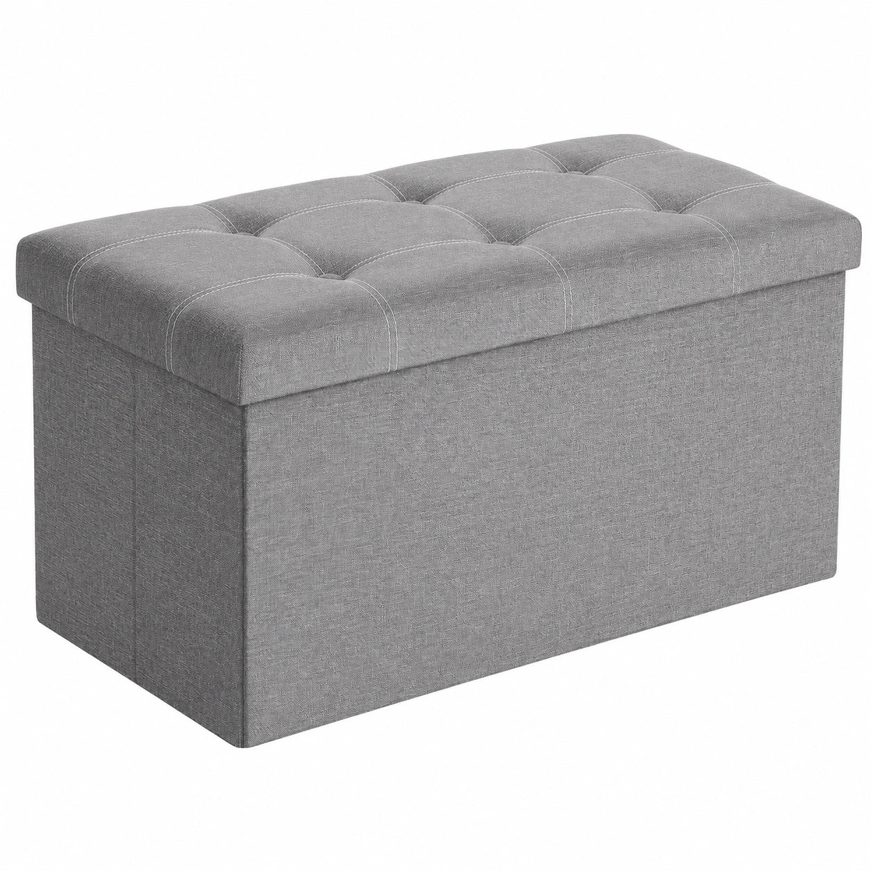 SONGMICS Faltbare Sitzbank mit Stauraum, Leinenoptik, 76x38x38 cm, für Schlafzimmer und Wohnzimmer, Hellgrau