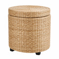 Runder HOMCOM Polsterhocker mit Stauraum, Khaki