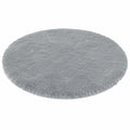 Rundes Sitzkissen aus Lammfell, Polyester, Hellgrau, 40 cm