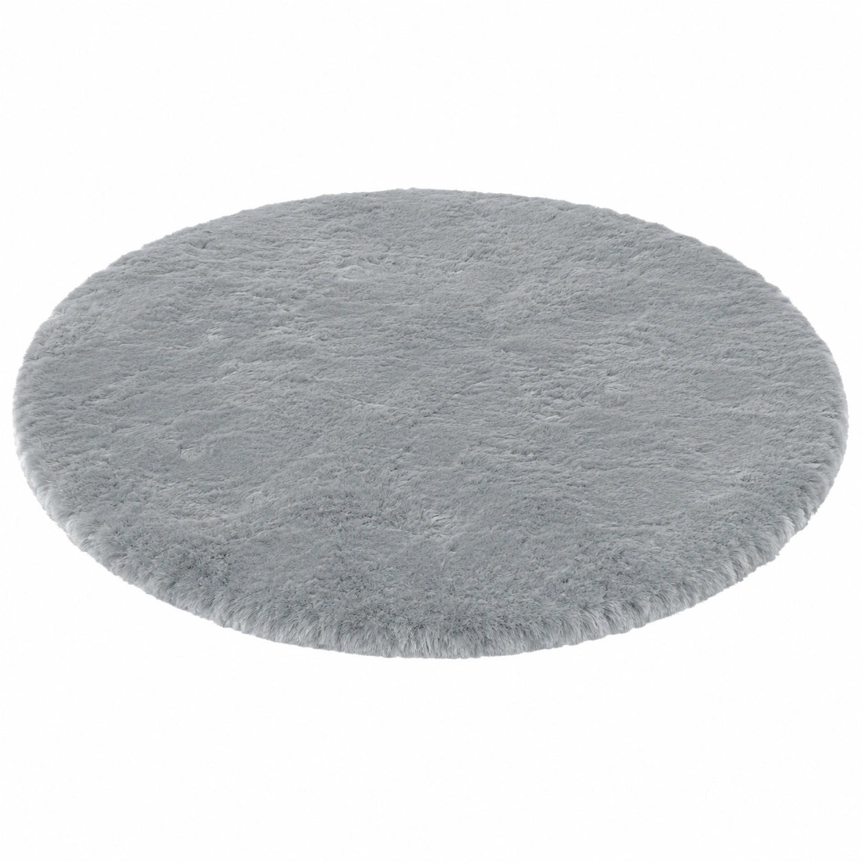 Rundes Sitzkissen aus Lammfell, Polyester, Hellgrau, 40 cm
