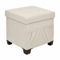 Zedelmaier Sitzhocker mit integriertem Stauraum, belastbar bis 150 kg, ideal für Flur, Wohn- und Schlafzimmer, Beige