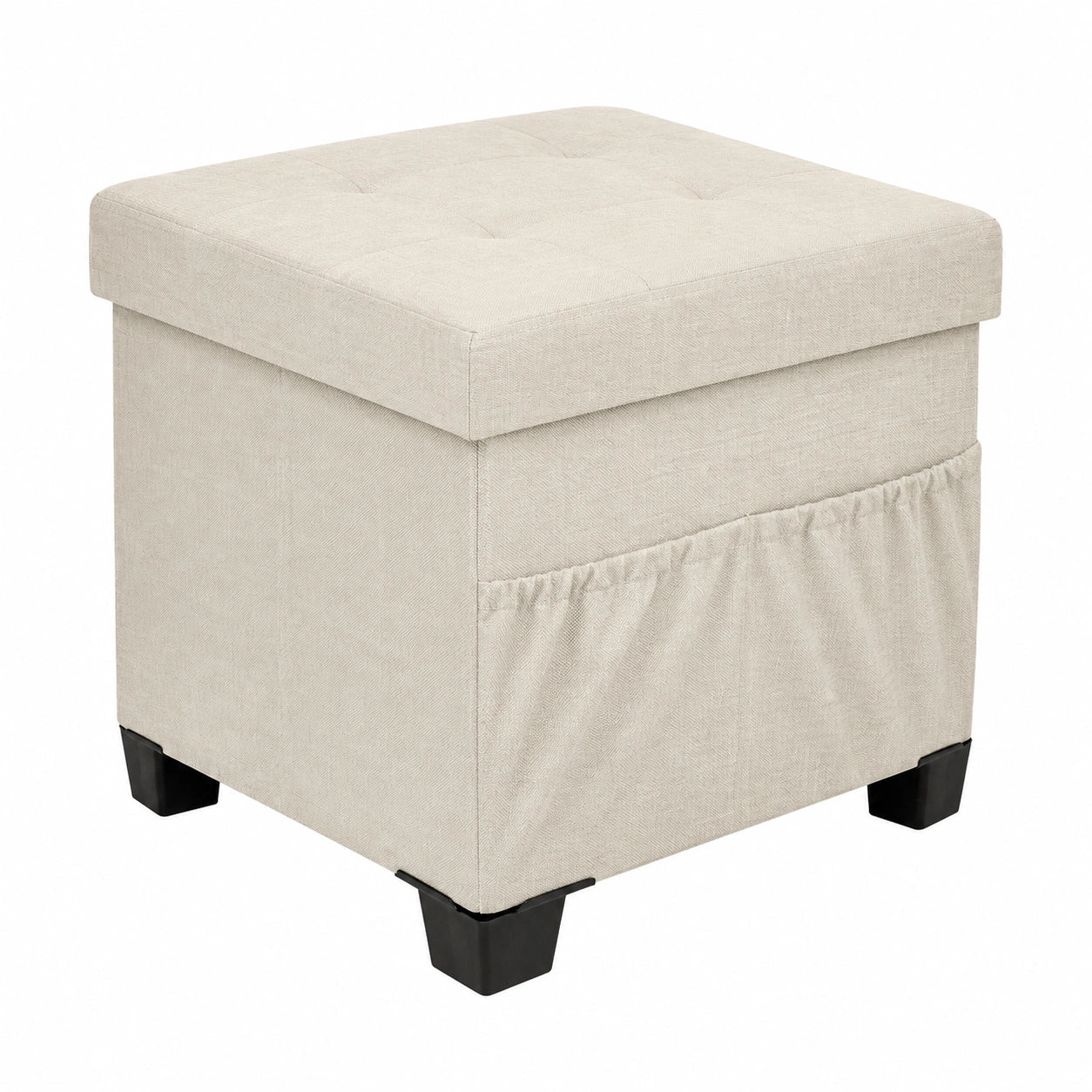 Zedelmaier Sitzhocker mit integriertem Stauraum, belastbar bis 150 kg, ideal für Flur, Wohn- und Schlafzimmer, Beige