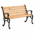 Mendler 2-Sitzer Gartenbank aus Kiefernholz und Gusseisen, 132cm - Natur