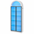 Fredees LED-beleuchtete Vitrine mit Glasböden, 195 cm hoch, 6 Ebenen, ideal für Sammlungen im Wohn- oder Schlafzimmer, weiß
