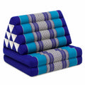 Handgefertigtes Thai-Dreieckskissen Set mit Sitzauflagen, Kapok-Füllung, Blau - 120x50x8cm