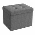 SONGMICS Faltbarer Sitzhocker mit Stauraum, 31x41 cm Fußhocker, belastbar bis 130 kg, ideal für Wohnzimmer, Schlafzimmer und Schlafsaal, dunkelgrau