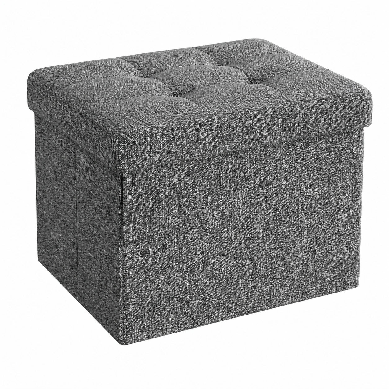SONGMICS Faltbarer Sitzhocker mit Stauraum, 31x41 cm Fußhocker, belastbar bis 130 kg, ideal für Wohnzimmer, Schlafzimmer und Schlafsaal, dunkelgrau