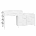 Moderner Schminktisch mit Ladestation und LED, 10 Schubladen und Seitentaschen, 170 cm Weiß