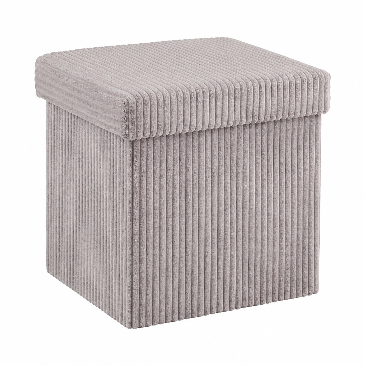 Relaxdays Sitzhocker aus Kordsamt, faltbar, mit Stauraum, 38x38x38 cm, grau